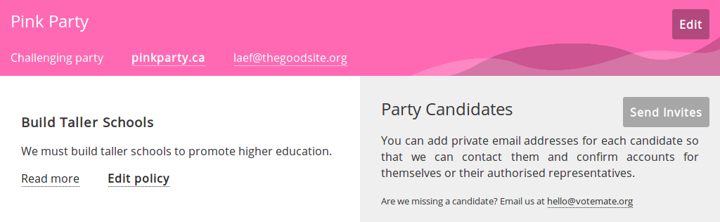 An image of a party profile